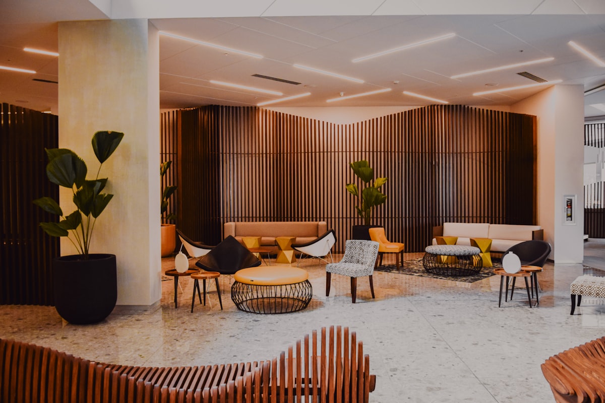 Hall di un hotel con impianto di climatizzazione e ventilazione